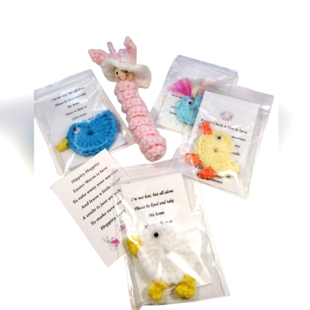 Handcrafted Easter Worry Worm & Fidget Set Of 5- Multicolor